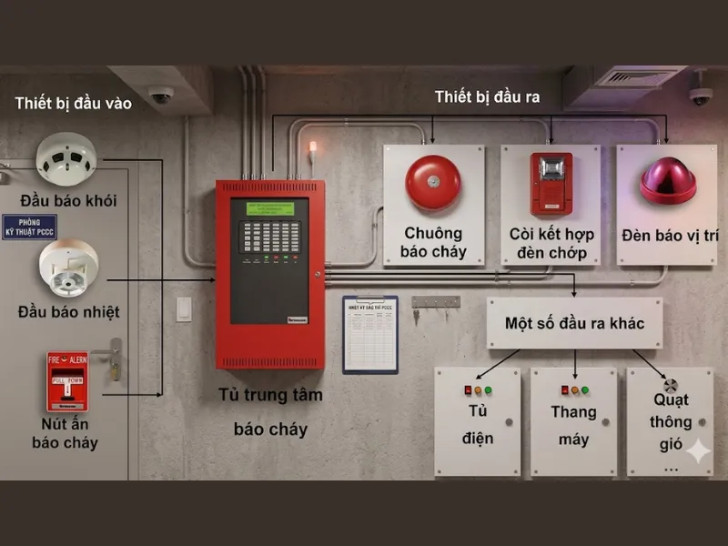 Cấu tạo hệ thống báo cháy cơ bản