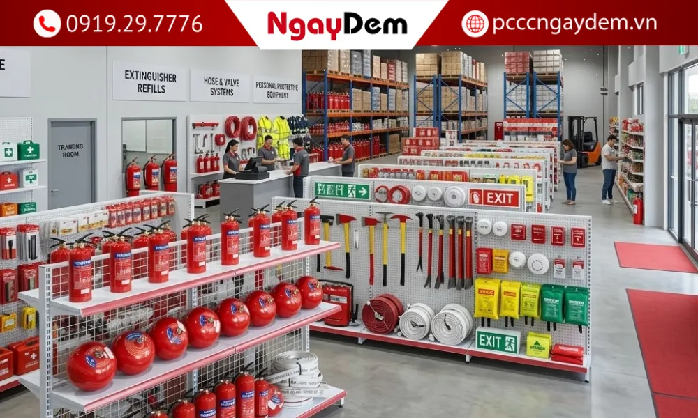 bình chữa cháy bột khô hình cầu nhỏ gọn, được thiết kế để treo trên trần