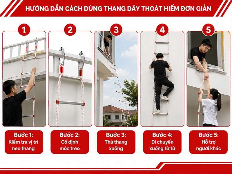 Hướng dẫn sử dụng thang dây thoát hiểm chi tiết đúng chuẩn hướng dẫn sử dụng thang dây thoát hiểm