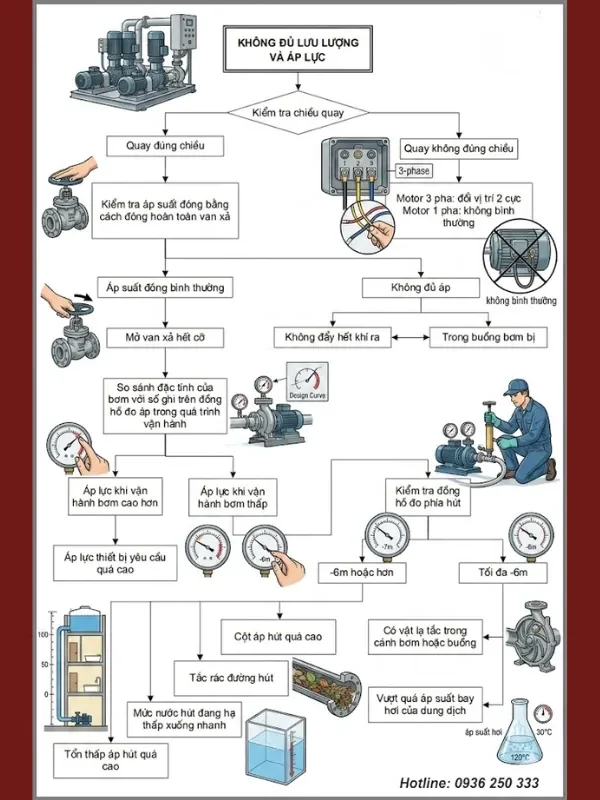 máy bơm không đủ lưu lượng không hoạt động