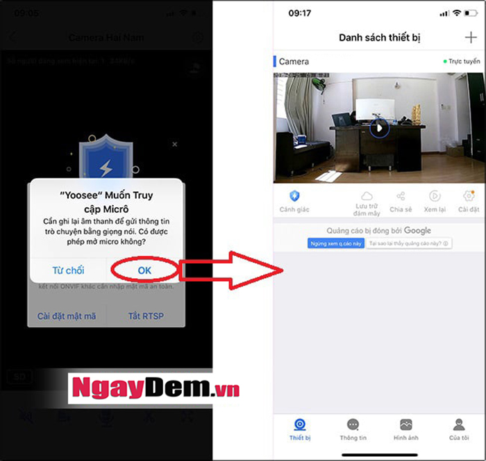 Cài đặt camera yoosee trên điện thoại