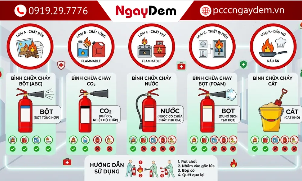Nhận biết kí hiệu bình chữa cháy đơn giản dễ hiểu