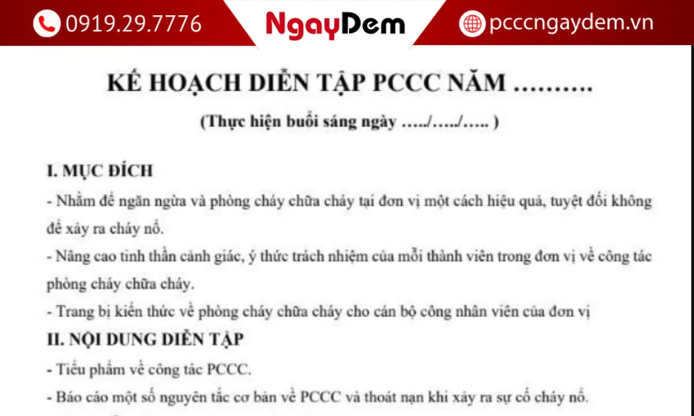 Mẫu biên bản nội bộ PCCC