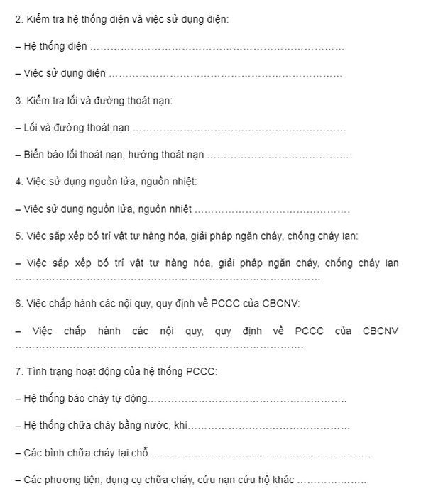 Mẫu biên bản tự kiểm tra PCCC