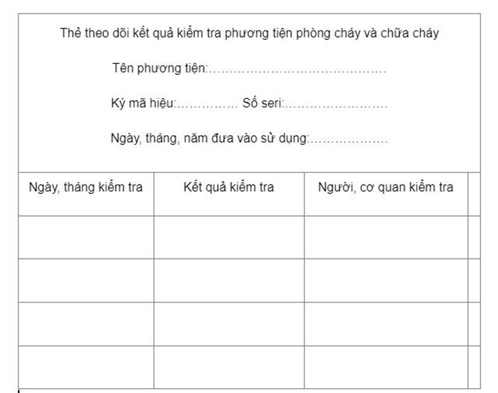 phiếu kiểm tra bình chữa cháy