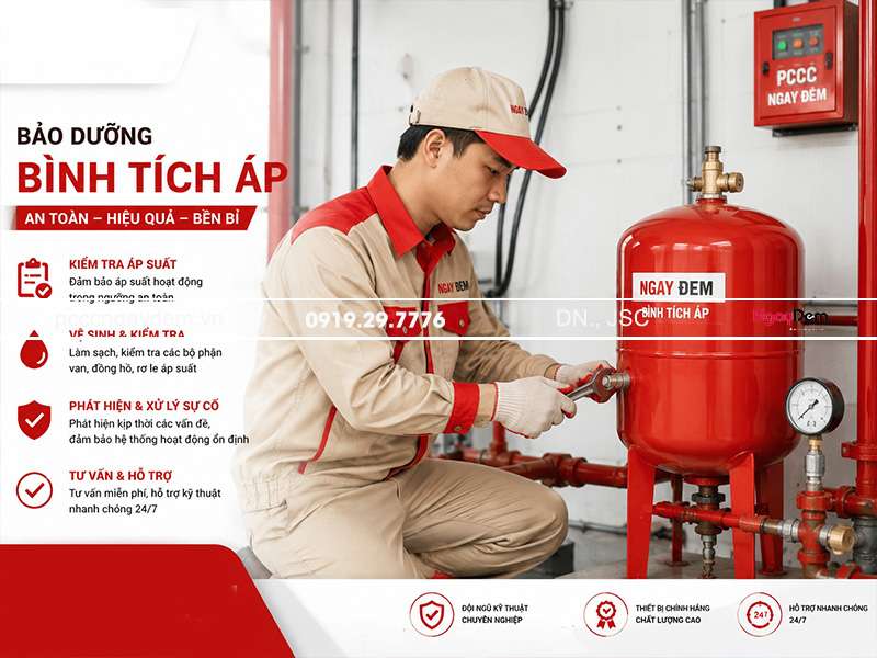 Đến ngay PCCC Ngày Đêm để có được dịc vụ lắp đặt, bảo dưỡng bảo trì PCCC uy tín - đáng tin cậy Cấu tạo bình tích áp