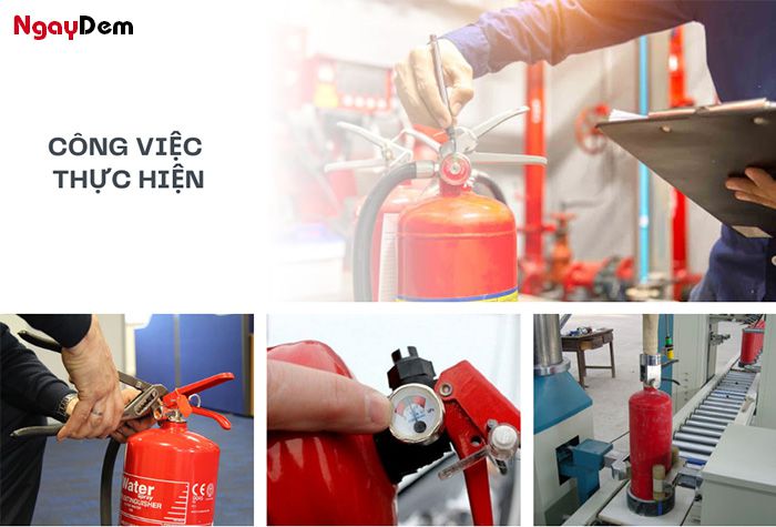 Công việc thực hiện kiểm tra bình chữa cháy