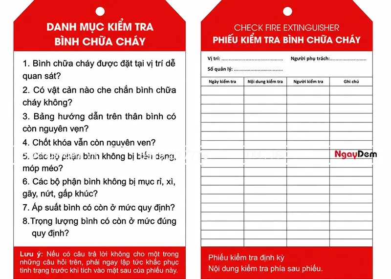 Mẫu phiếu kiểm tra bình chữa cháy hàng tháng cập nhật mới nhất