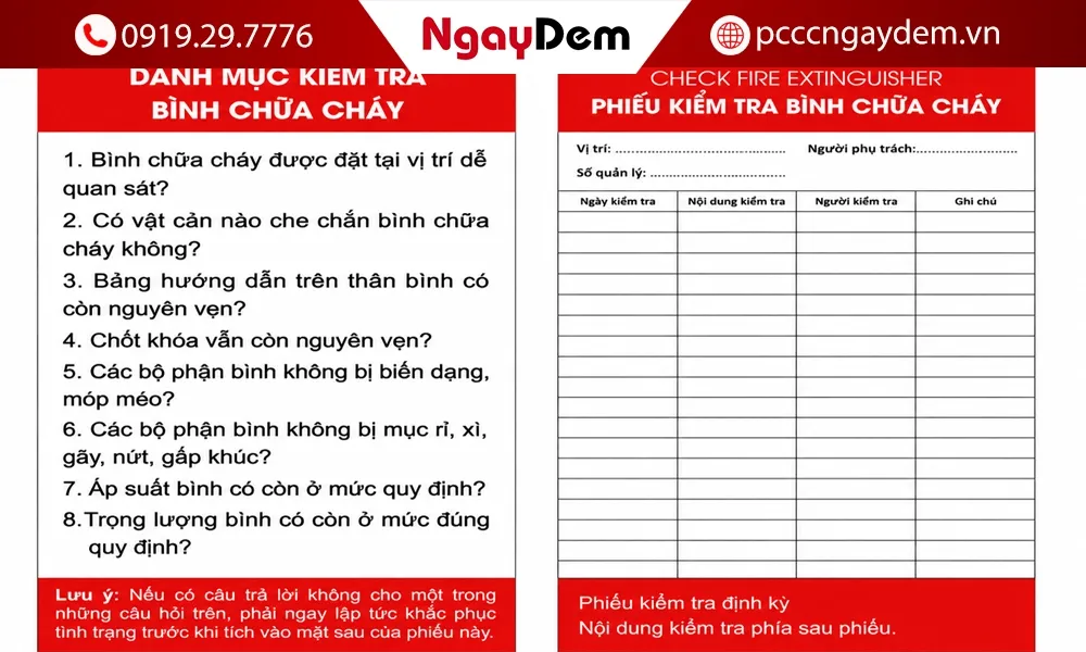 Mẫu phiếu kiểm tra bình chữa cháy hàng tháng cập nhật mới nhất