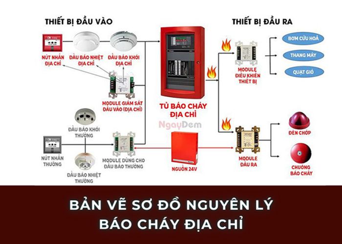 Bản vẽ sơ đồ nguyên lý báo cháy địa chỉ chi tiết nhất