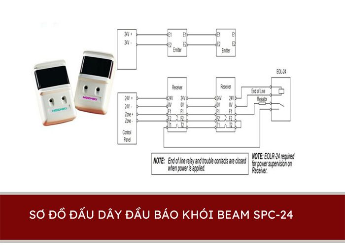 [Chi tiết] Sơ đồ đấu dây đầu báo khói Beam SPC-24 Hochiki