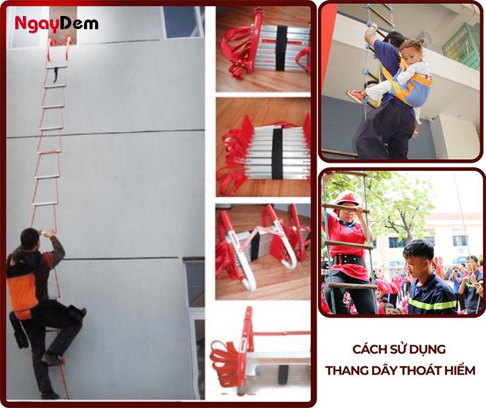 Cách dùng thang dây thoát hiểm chuẩn
