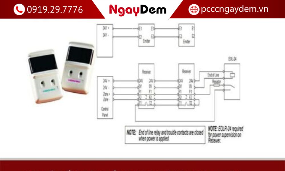 sơ đồ đấu dây đầu báo khói Beam SPC-24