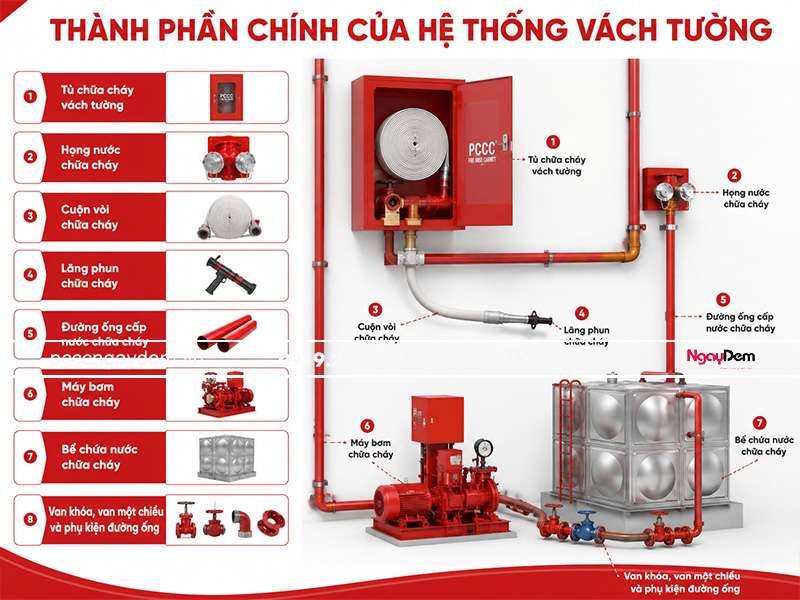 Cấu tạo chung của hệ thống chữa cháy vách tường tiêu chuẩn thiết kế hệ thống chữa cháy vách tường
