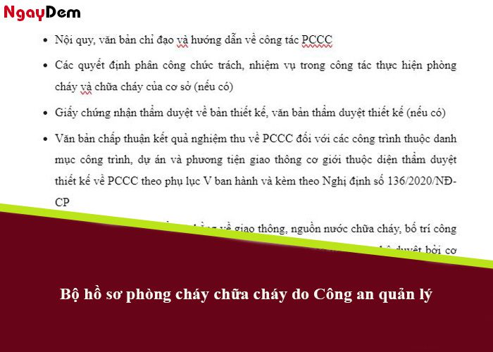 Bộ hồ sơ phòng cháy chữa cháy đối với cơ sở do Công an quản lý