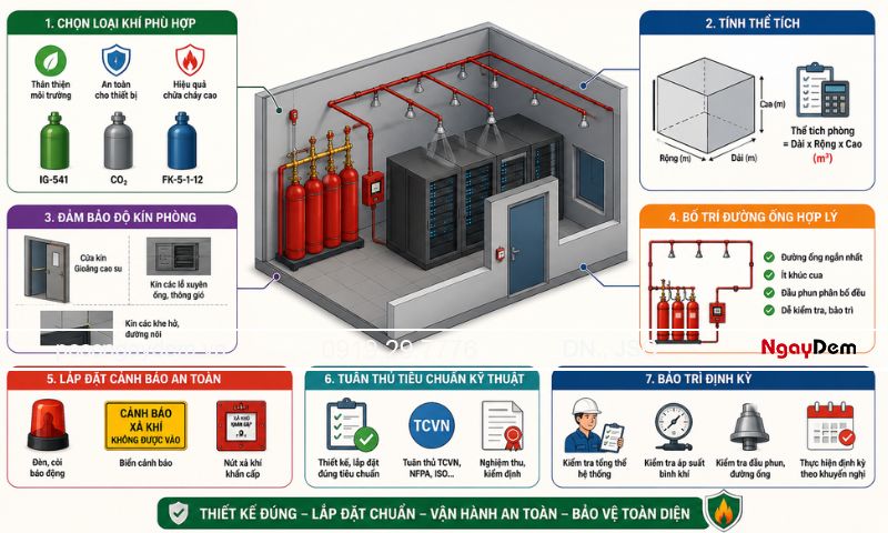Hệ thống chữa cháy bằng khí là gì? Top 5 hệ thống phổ biến hệ thống chữa cháy bằng khí