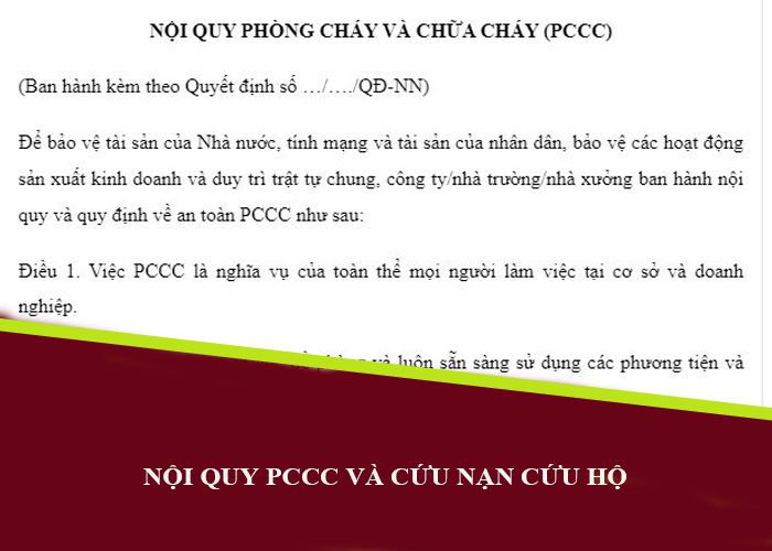 Mẫu nội quy PCCC và cứu nạn cứu hộ cập nhật mới nhất