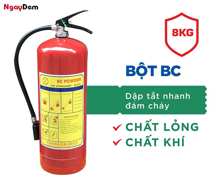 Bình MFZ8 dùng cho các đám cháy lỏng, khi, điện