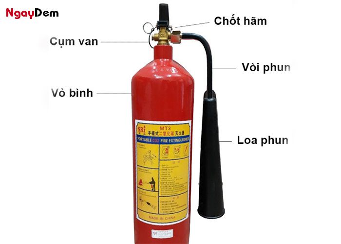 Cấu tạo bình chữa cháy CO2 3Kg