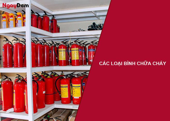 Các loại bình cứu hoả tại cửa hàng bán bình chữa cháy