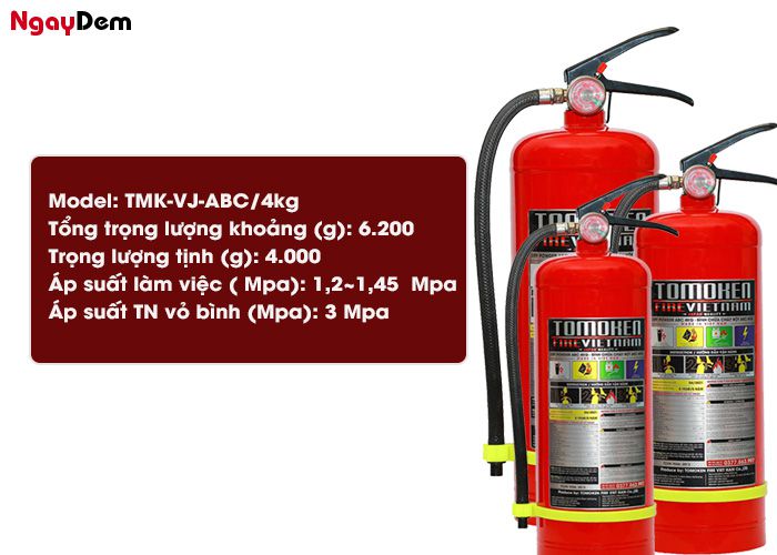 Thông số bình chữa cháy Tomoken 4kg