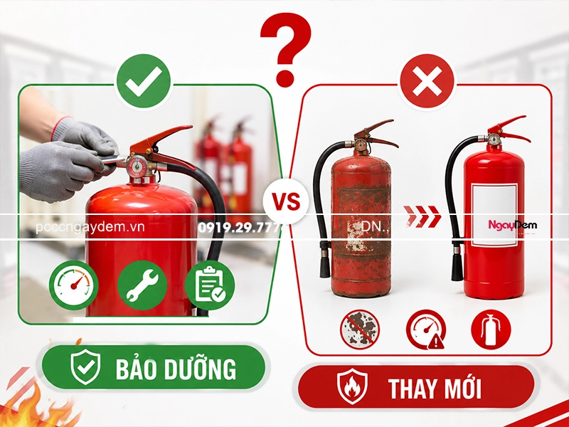 Tuỳ vào tình trạng để có thể lựa chọn nên thay mới hay chỉ cần bảo dưỡng bình chữa cháy tại Đan Phượng