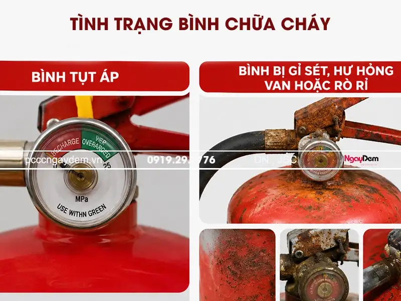 Tình trạng bình chữa cháy thường gặp cần phải bảo dưỡng