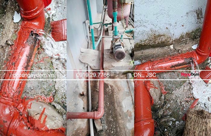 Đường ống bị vỡ, xử lý và sơn lại đường ống Đường ống bị vỡ, xử lý và sơn lại đường ống