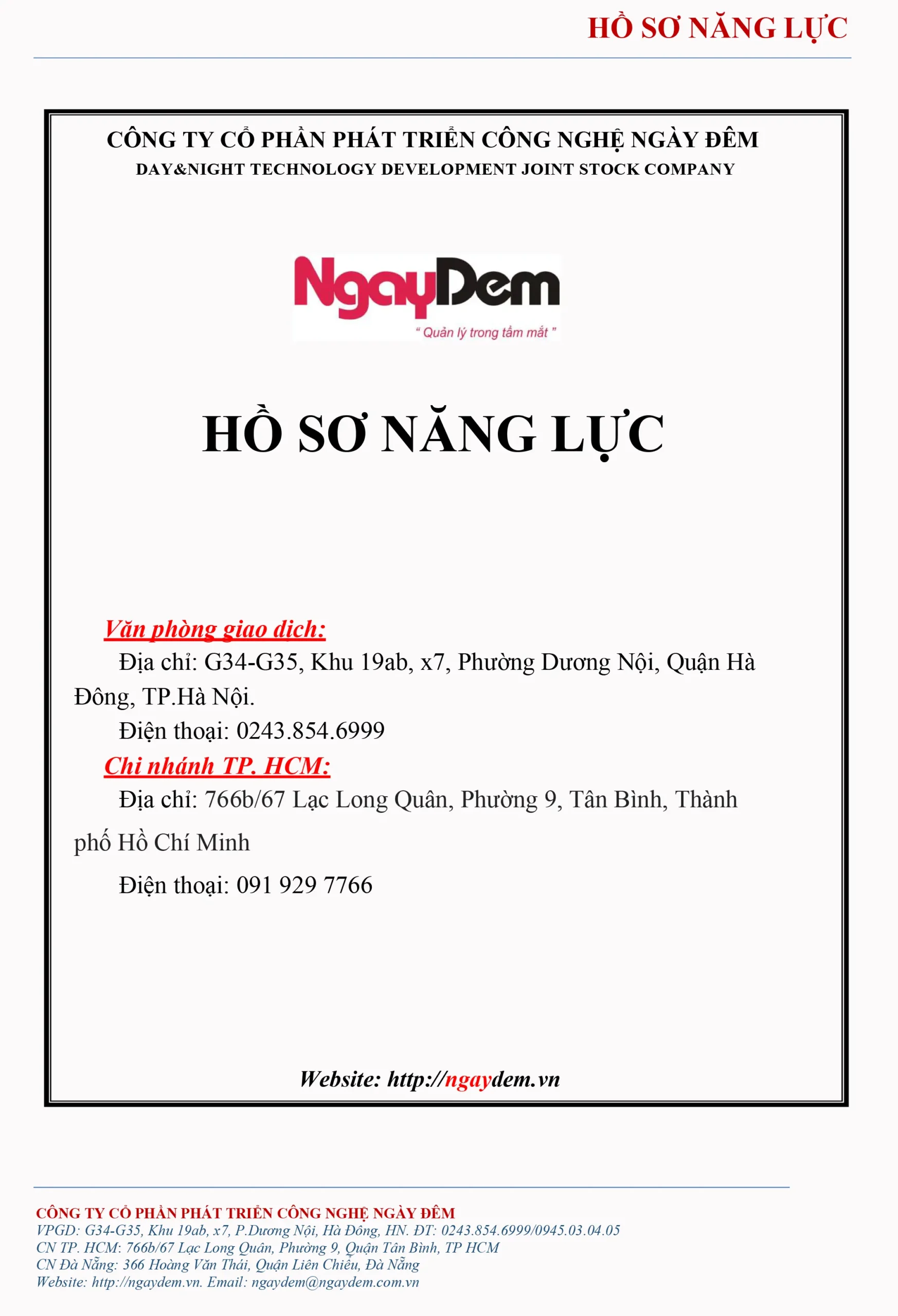 Hồ Sơ Năng Lực PCCC NGày Đêm