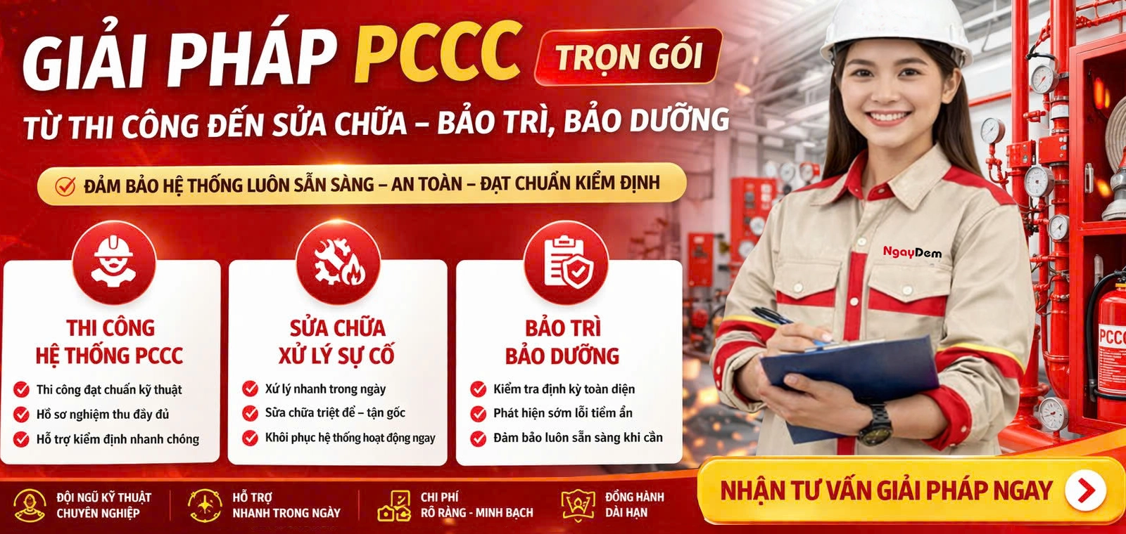 PCCC Ngày Đêm cung cấp giải pháp trọn bộ cho hệ thống phòng cháy chữa cháy