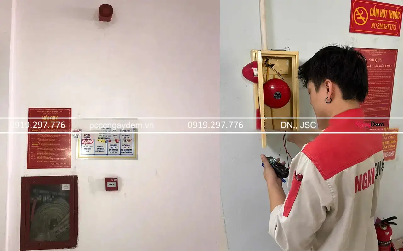 Kiểm tra nút nhấn và đèn báo cháy - bảo dưỡng hệ thống báo cháy công ty VẬN TẢI VÀ DU LỊCH JAC
