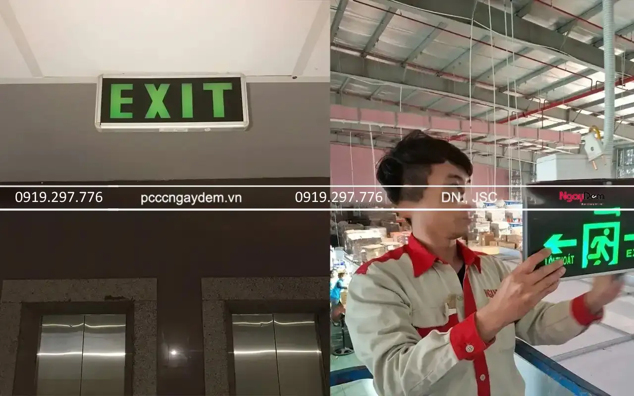 sửa hệ thống đèn exit bảo trì pccc cho nhà máy meiko