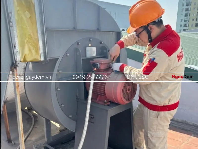 Bảo dưỡng quạt tăng áp hút khói tại thạch thất 