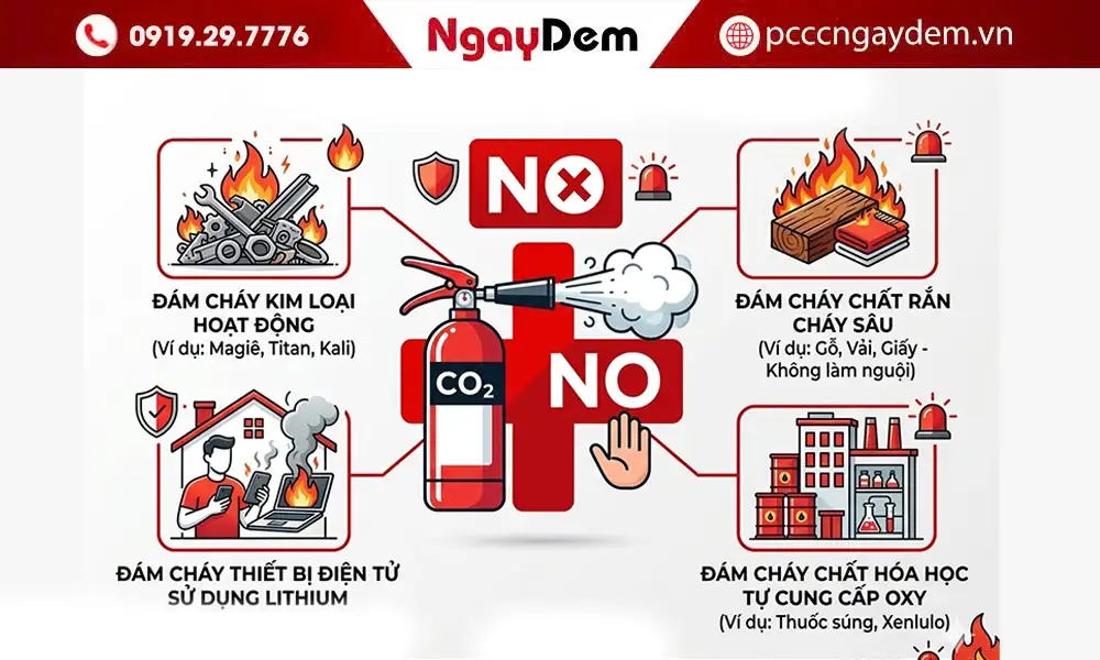 Bình chữa cháy co2 dùng để chữa đám cháy nào