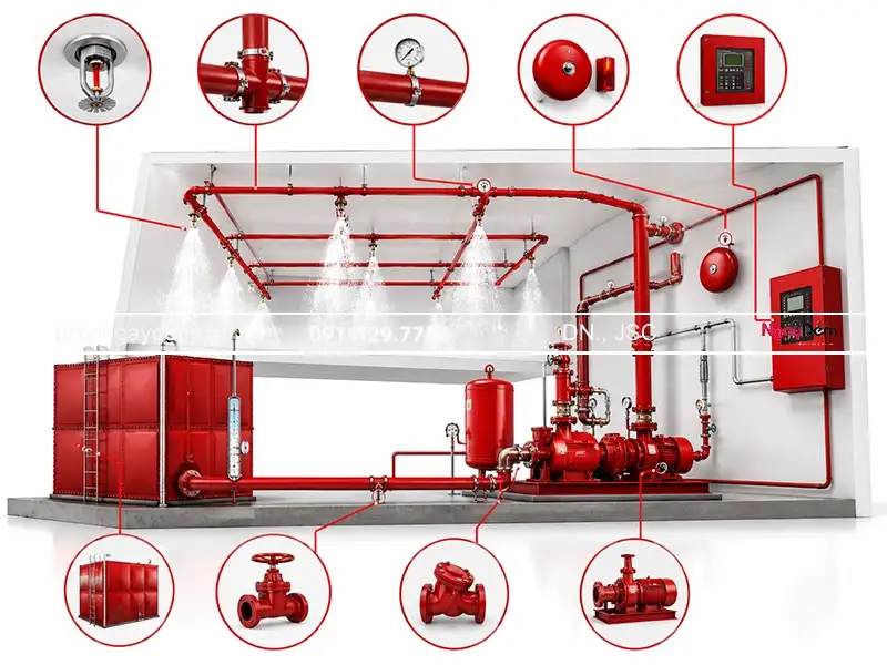 Các thành phần chính của hệ thống chữa cháy tự động sprinkler hệ thống chữa cháy tự động sprinkler