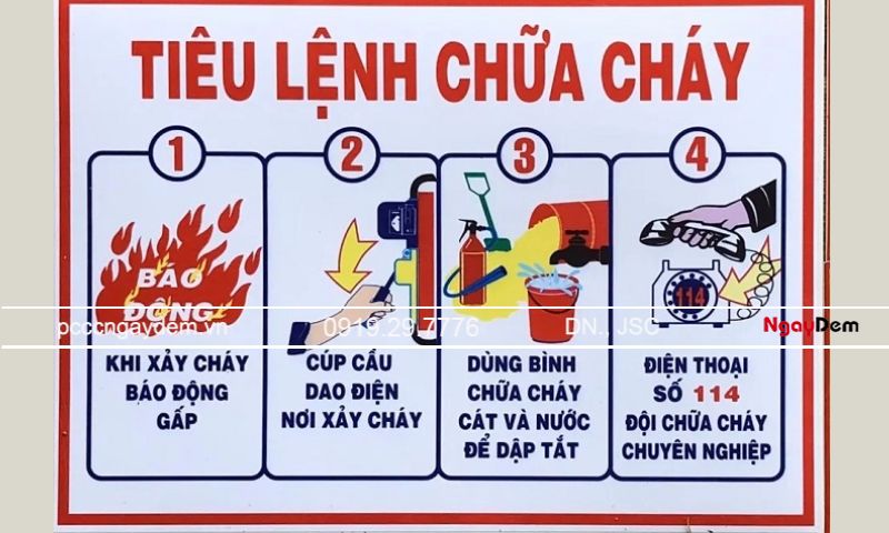 Tiêu lệnh chữa cháy (PCCC) là gì? Kích thước chuẩn và vị trí lắp đặt đúng luật Nội dung một bảng tiêu lệnh chữa cháy
