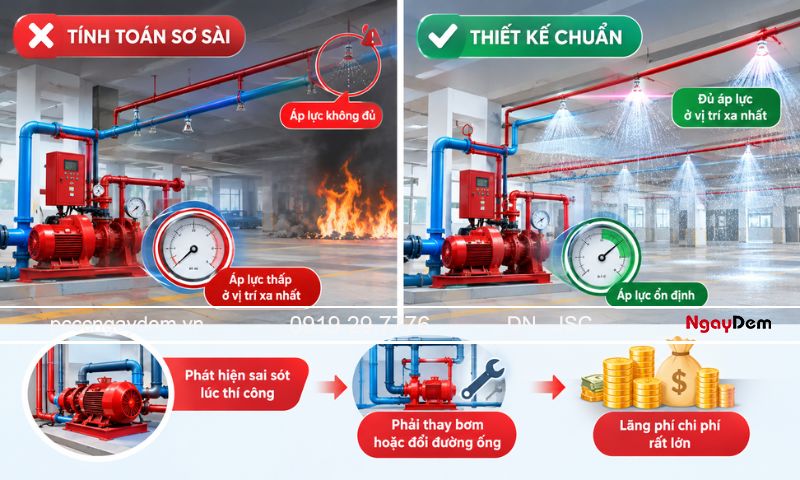 Cần phải tính toán đúng lưu lượng và áp lực bơm nước chữa cháy ngay từ đầu