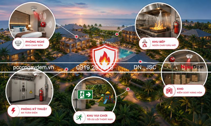 thi công pccc resort, villa, resort