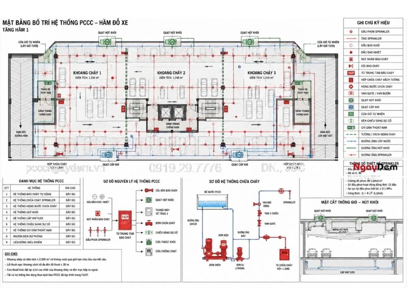 Thiết kế PCCC hầm đỗ xe, bãi trông giữ xe: Giải pháp kỹ thuật chuyên sâu thiết kế PCCC hầm đỗ xe