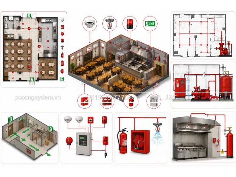 Giải pháp thiết kế PCCC nhà hàng, quán ăn tối ưu, có mẫu thực tế cấu trúc thiết kế pccc nhà hàng, quán ăn