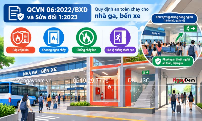Thiết kế PCCC nhà ga, bến xe: Quy định và giải pháp tối ưu QCVN 06:2022/BXD - Khung an toàn cháy cho cả nhà ga và bến xe
