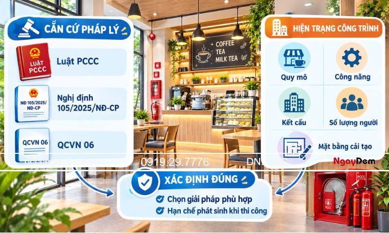 Thiết kế PCCC quán cafe, quán trà sữa: Giải pháp an toàn, đạt chuẩn Các căn cứ cần xác định trước khi triển khai thiết kế PCCC quán cafe, quán trà sữa