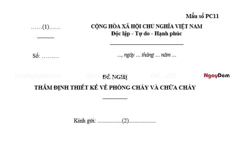 Hồ sơ đề nghị thẩm định thiết kế về PCCC