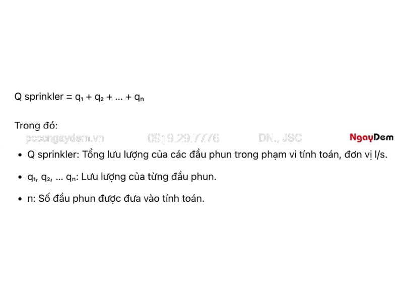 tính lưu lượng nước chữa cháy