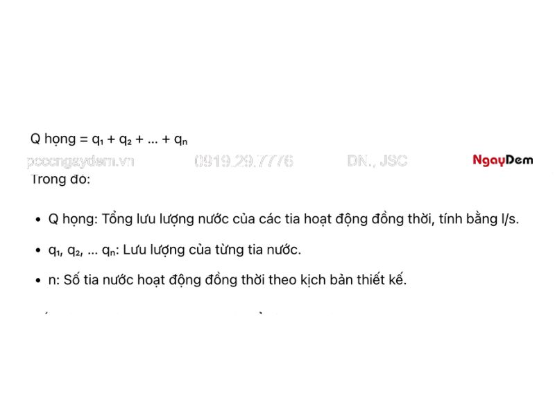 tính lưu lượng nước chữa cháy